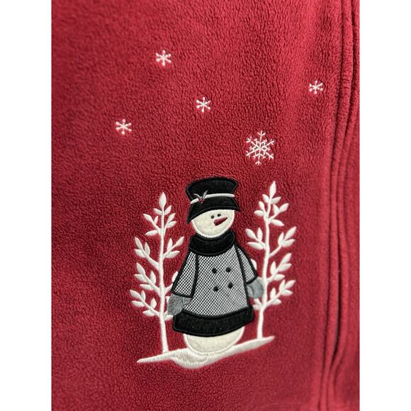 Croft & Barrow Fleece‎ Jacket Women Size 1X Red Snowman Design Christmas Winter - Picture 4 of 10